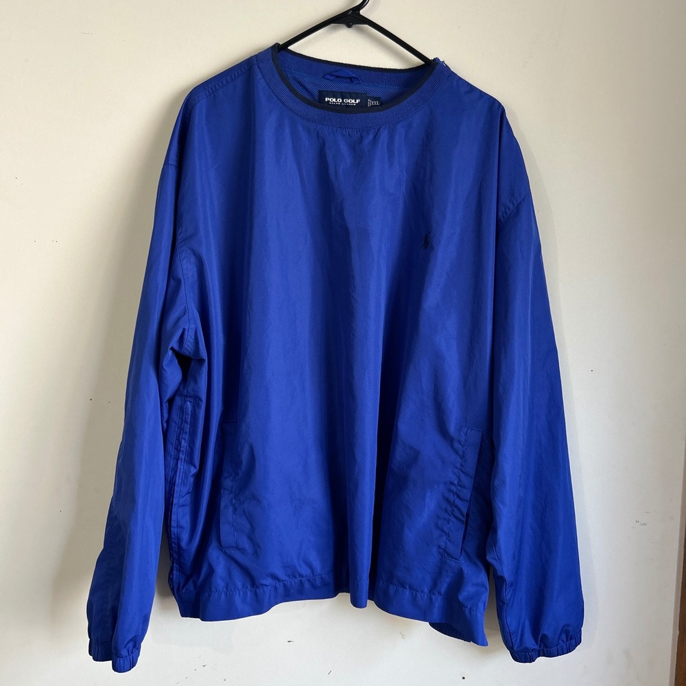 Polo Golf Ralph Lauren Vintage 90s Windbreaker XXL Blue Pullover long sleeve